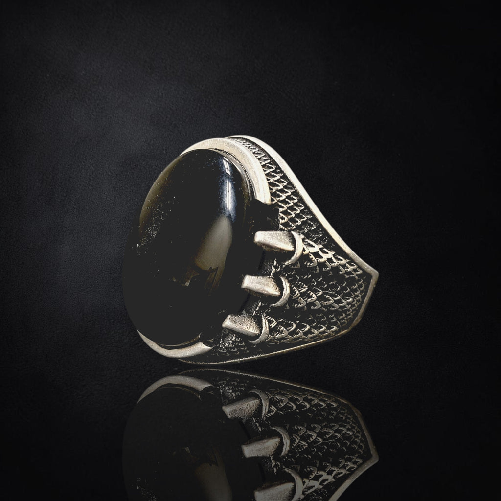 Men's Black Onyx Sterling Silver Ring | 925 Sterling Silver
