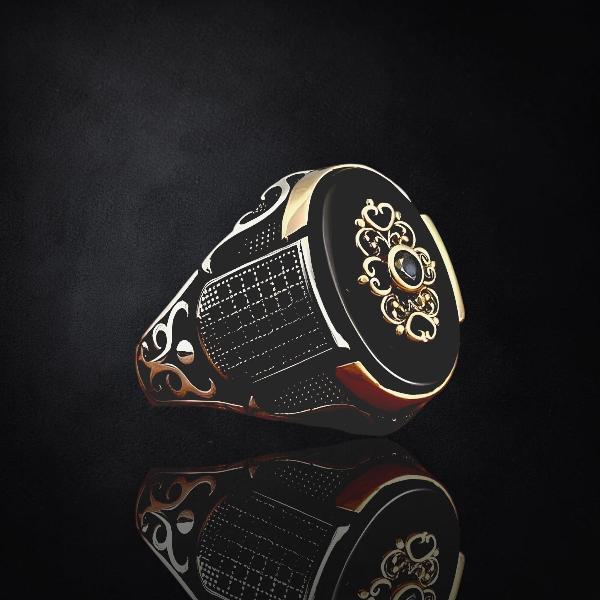 Royal Sultan Ring | 925 Sterling Silver with Black Onyx
