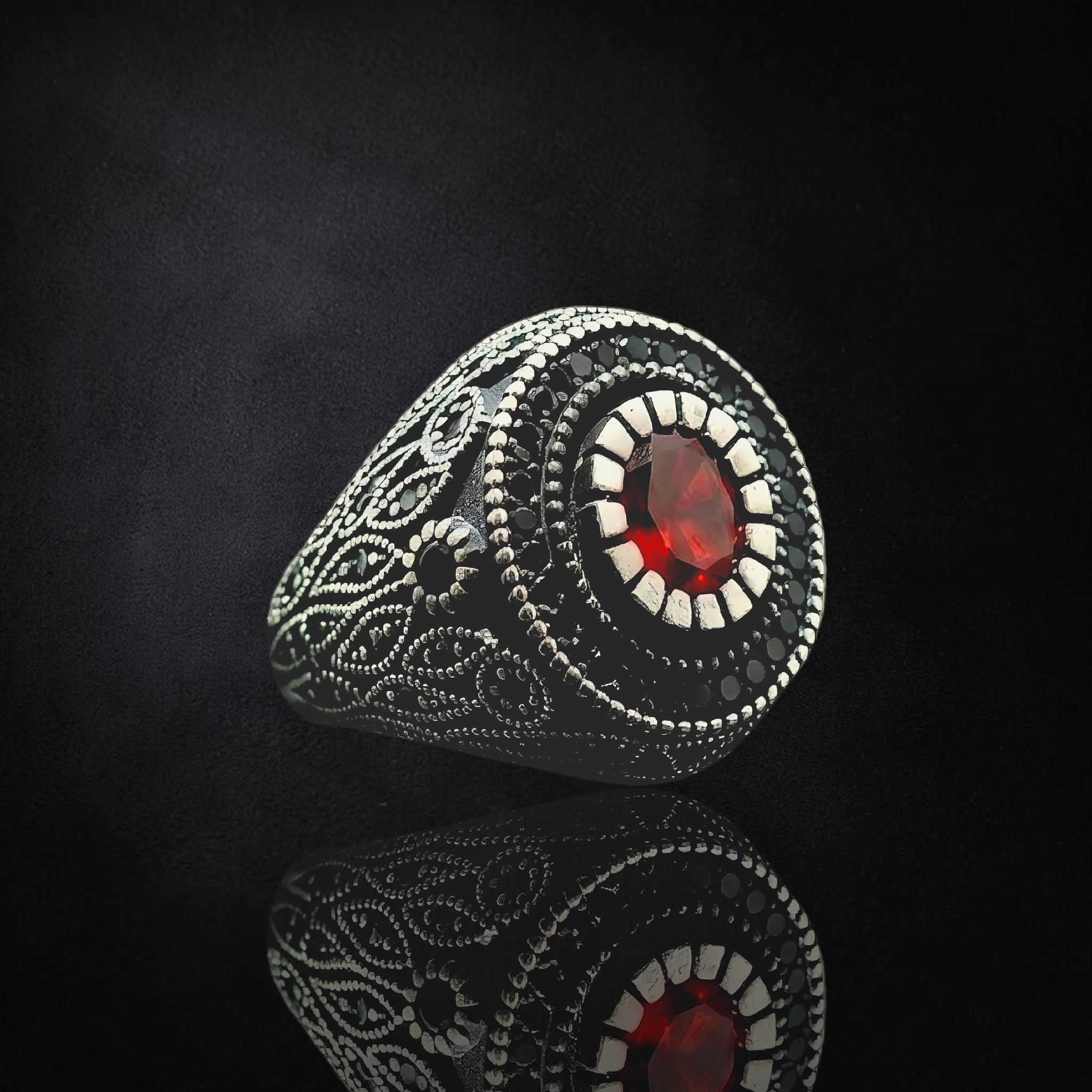 Men's Red Agate Sterling Silver Ring | 925 Sterling Silver