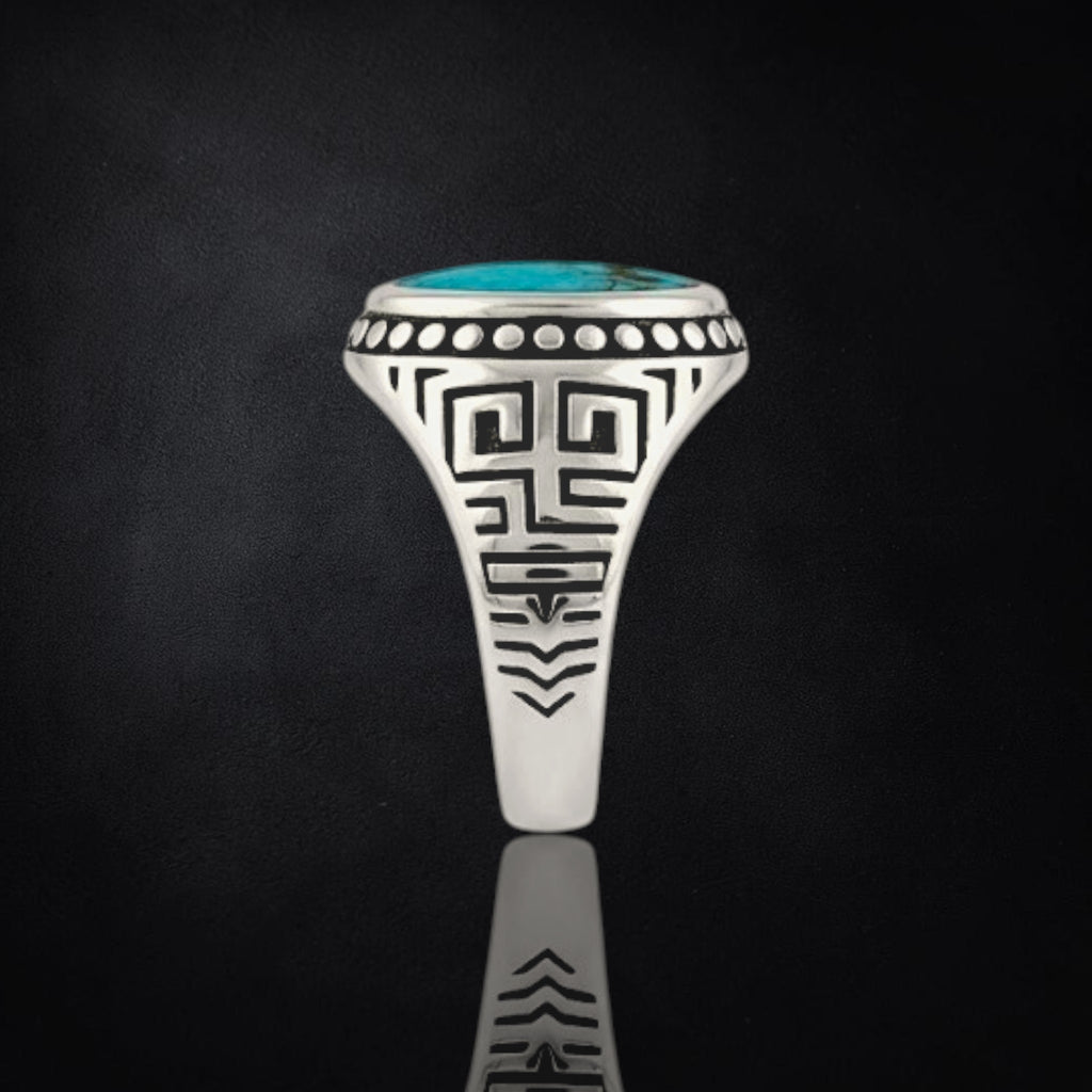 Men's Natural Turquoise Sterling Silver Ring | 925 Sterling Silver