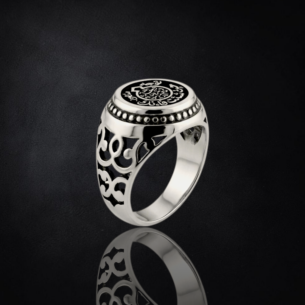 Men's Arabic Engraved Sterling Silver Ring | 925 Sterling Silver