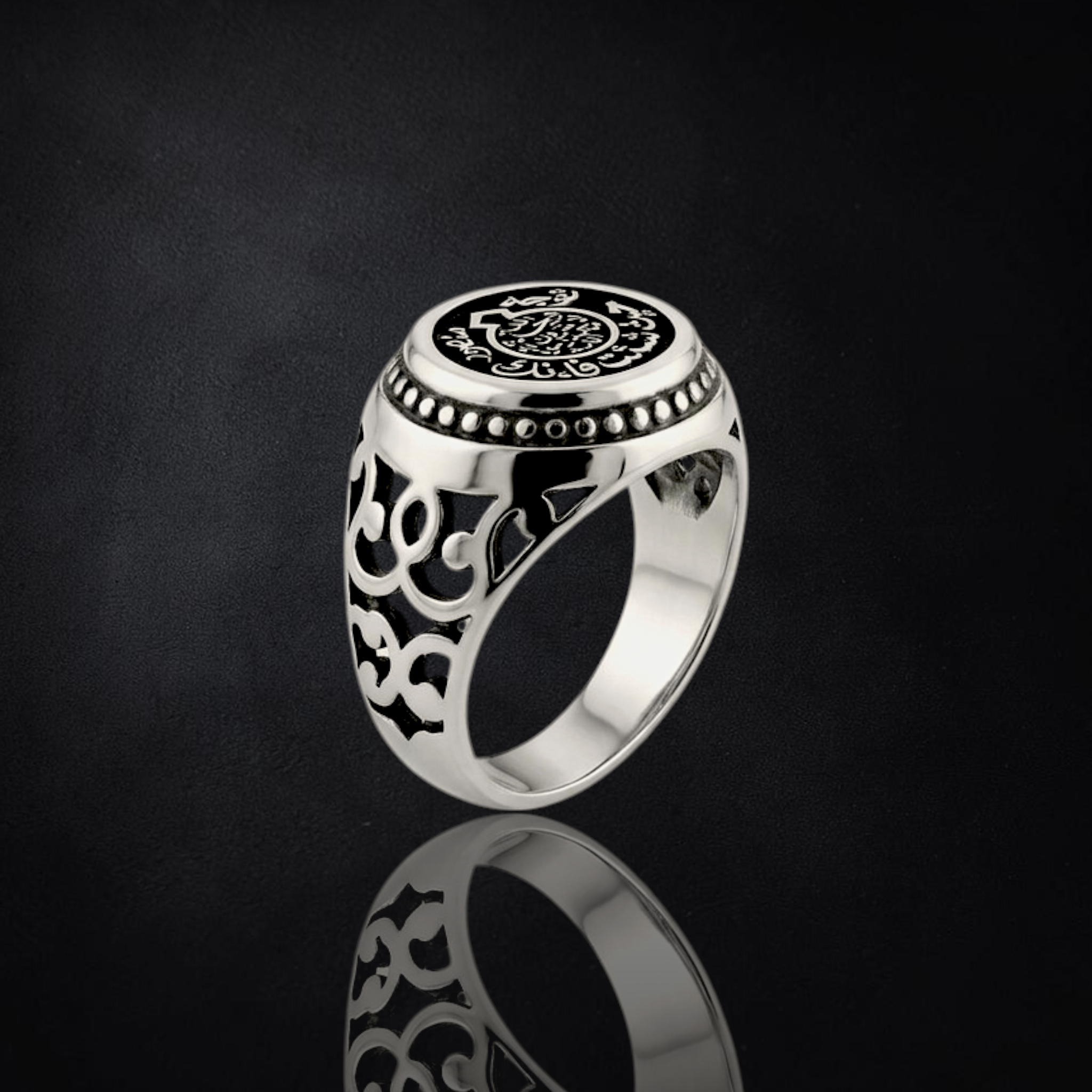 Men's Arabic Engraved Sterling Silver Ring | 925 Sterling Silver